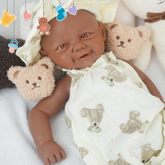 16.9in Full Silicone Not Vinyl Reborn tan Baby Girl Dolls Lifelike Reborn Baby - Picture 6 of 6